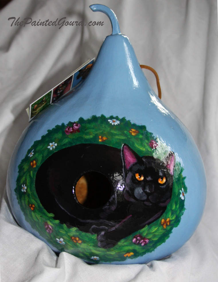 Black Cat gifts gourd birdhouse